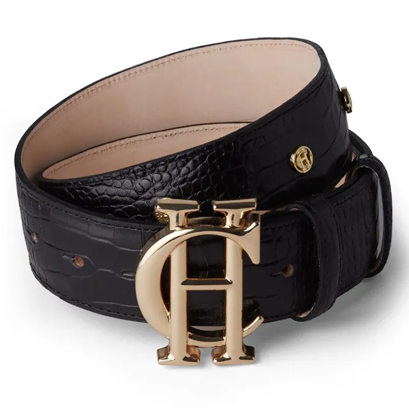 Holland Cooper HC Stud Belt - Black Croc